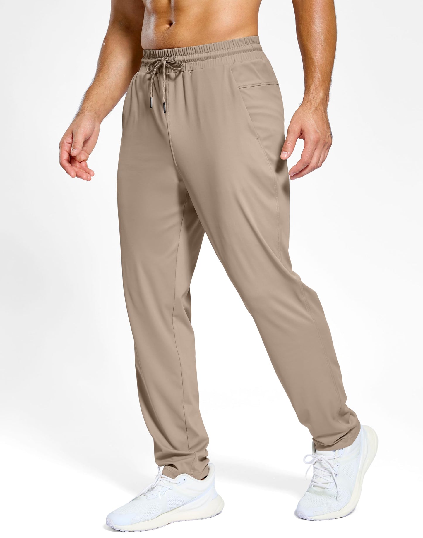 G Gradual Men's Sweatpants with Pockets Lightweight Workout Athletic Track Pants Stretch Gym Running Jogging Joggers for Men(Khaki,L)