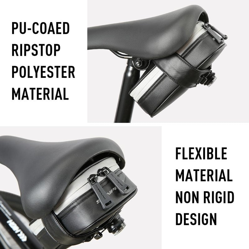 Sunpeak Bike Seat Bag Bicycle Saddle Bag Under Seat With BOA mounting system Waterproof Reflective Cycling Saddle Pack for Mountain Road Bikes Black