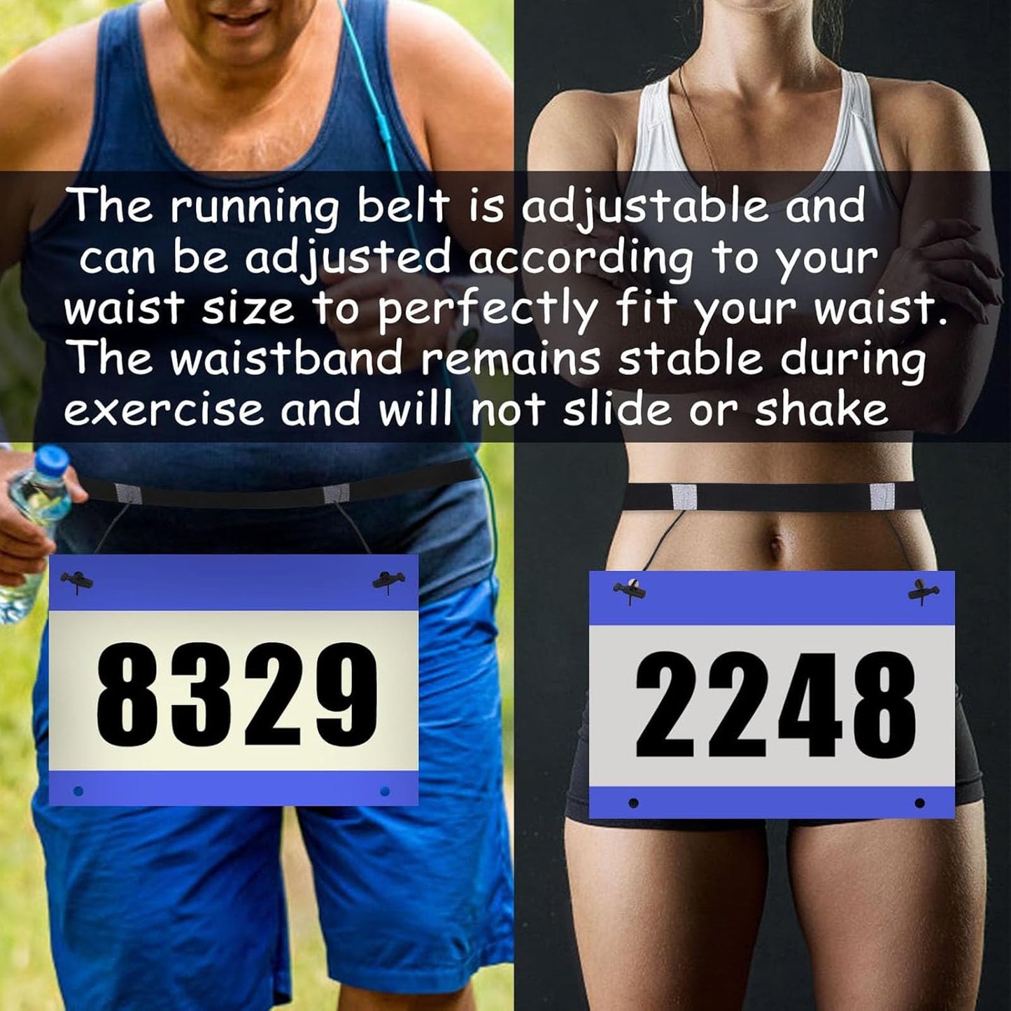 GDFYMI 2Pcs Race Number Belt Triathlon Race Belt Running Bib Belts with 6 Energy Gel Loops for Triathalon Marathon Running and Cycling (Black/Green)