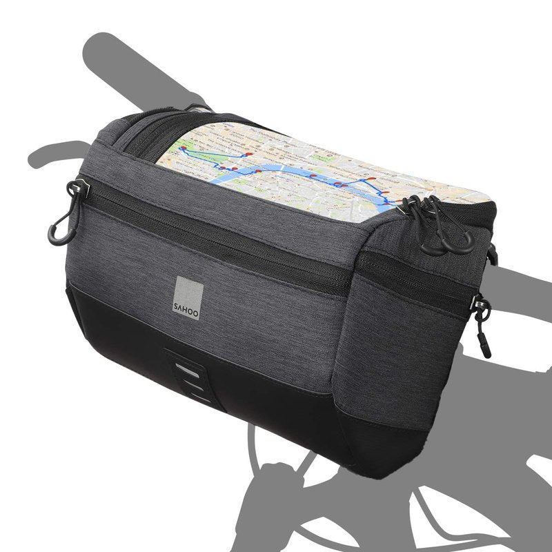 Roswheel Essentials Series Bike Handlebar Bag Bicycle Basket Pack with Map Holder/Phone Pouch, Black
