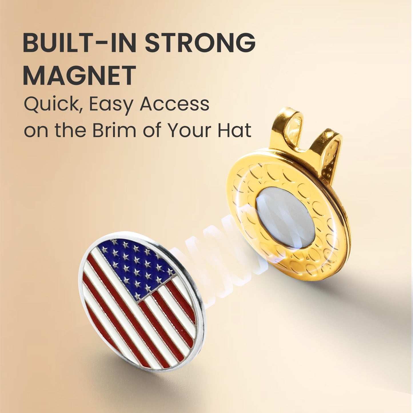 Amy Sport Strong Magnet Golf Ball Marker Hat Clip Value Pack 20/40, Compact & Durable Marker Holders Easily Attach to Golf Cap or Belt, Gold & Silver Accessories for Men Women Kids (Gold-20 Pack)