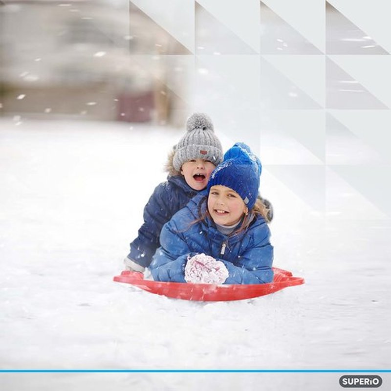 Superio Round Snow Saucer Sleds- Plastic Disc Sleds for Kids and Adults- Heavy Duty Sled Discs with Handles for Downhill Sledding, Winter Outdoor Sports (Blue-Green-Fuchsia, 26 Inch)