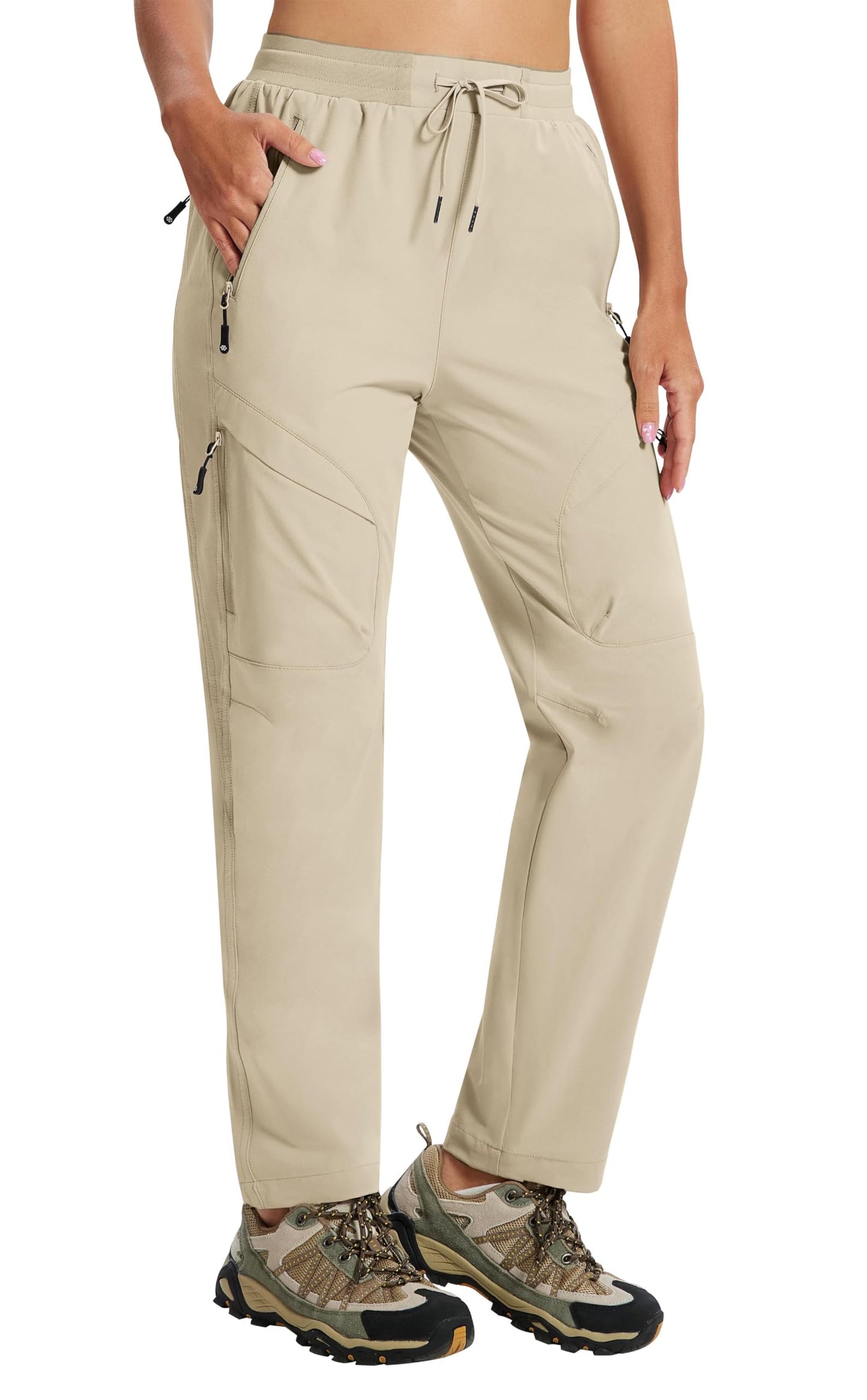AIRIKE Women's Hiking Cargo Pants Lightweight Quick Dry Fishing Camping Travel Work Pant with 5 Pockets Khaki M