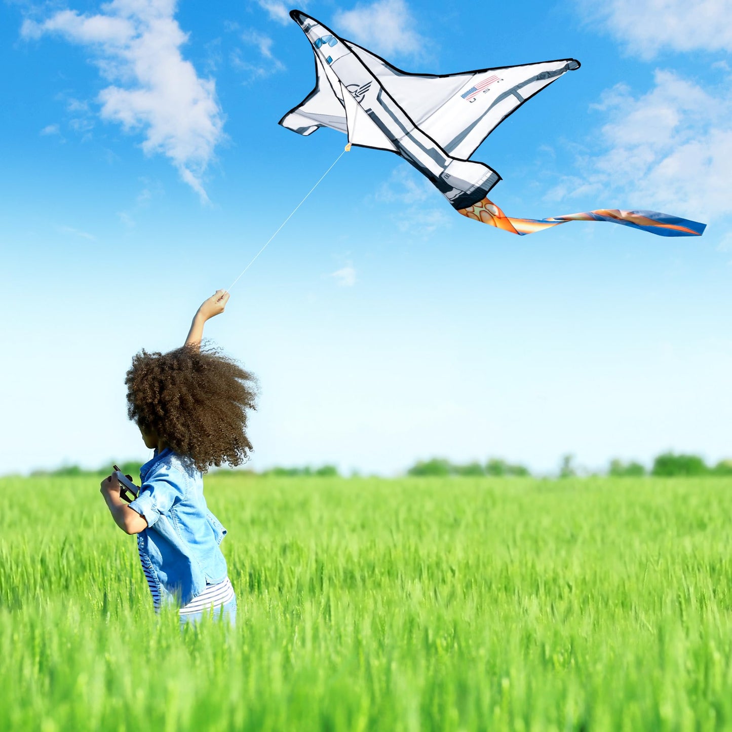 JOYIN Spaceship Kite Easy to Fly for Kids and Adults with 262.5 ft String, Large Beach Kite for Outdoor Games and Activities