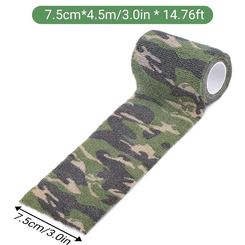 DROK 10 Roll Camo Grip Tape, 2.95in x 14.76ft Adhesive Stretch Cohesive Camo Tape for Outdoor Athletic Sports Bicycle Hockey Skateboard Scooter Bat, 4.92Yard Waterproof Protective Bandage Cover