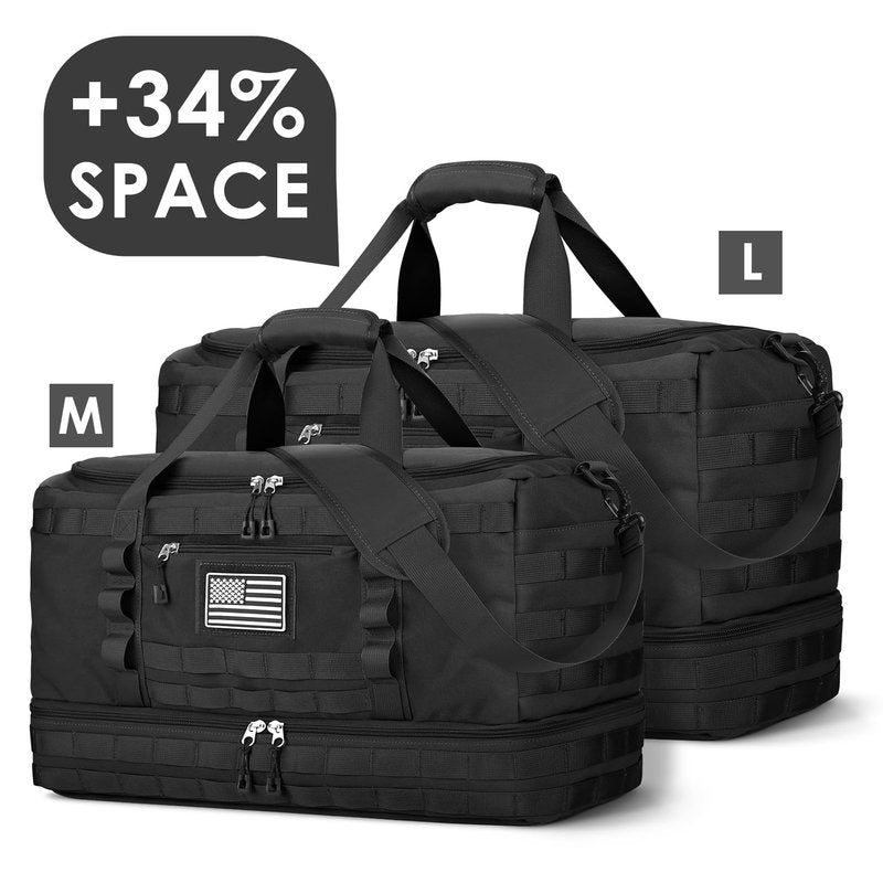 ETRONIK Travel Bag for Men Women, Gym Bag & Tactical Duffle Bags for Travel, Carry on with Toiletry Bag and Shoe Compartment, Weekender Overnight Trip with Wet Pocket for Workout Medical, Black