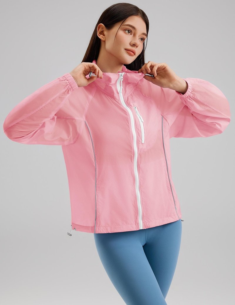 Avoogue UV Jacket Sun Protection for Women Full Zip Jackets Running Cropped Lightweight Pink Lady Jacket Hiking Shirts Pink M