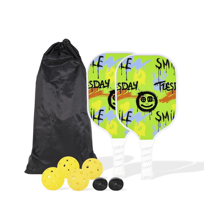SIXPLUS Pickleball Paddles Set of 2 Fiberglass Pickleball Racquet Set Pickleball Rackets with 4 Pickleballs Balls, Pickleball Bag, Pickleball Paddles Set for Men Women