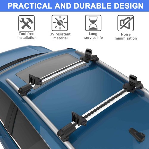 DRSPORTS Heavy Duty Universal Kayak Rack and Canoe Carrier Rooftop Mount on SUV, Car and Truck Crossbar with Bow and Stern Lines Suitable for Canoe, SUP, Kayaks, Surfboard with 2 pcs Tie Down Straps