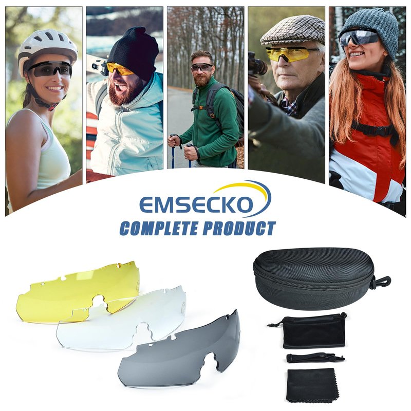EMSECK Tactical Goggles – Airsoft & Shooting Safety Glasses with UV400 Protection & 3 Interchangeable Lenses – Impact Resistant, ANSI Z87.1 Certified – for Hunting, Outdoor Sports & Tactical Use
