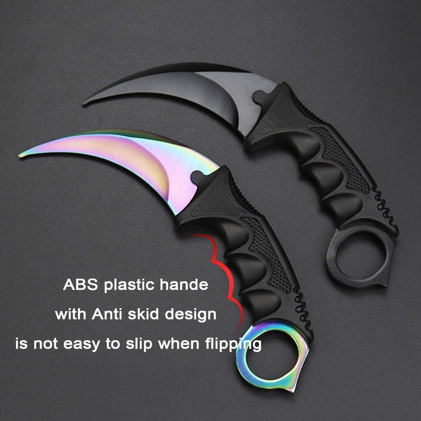 MSGumiho Karambit Knife Trainer No Offensive Karambit Trainer Stainless Steel Practice Training Knife Karambit Knife with Sheath for Beginner 100% Safe Practice Knives Trainer Tool (Black)