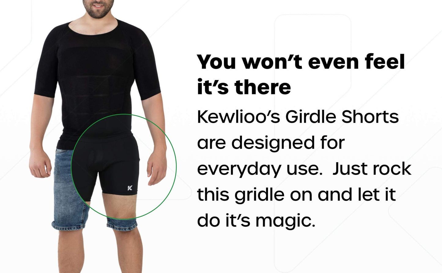 Kewlioo Men's Girdle Compression Shorts with Instant Slimming Effect & Breathable Fabric - High Waist Body Shaper Running Workout Fitness Compression Shorts Underwear Boxer Briefs - (Black, Large)