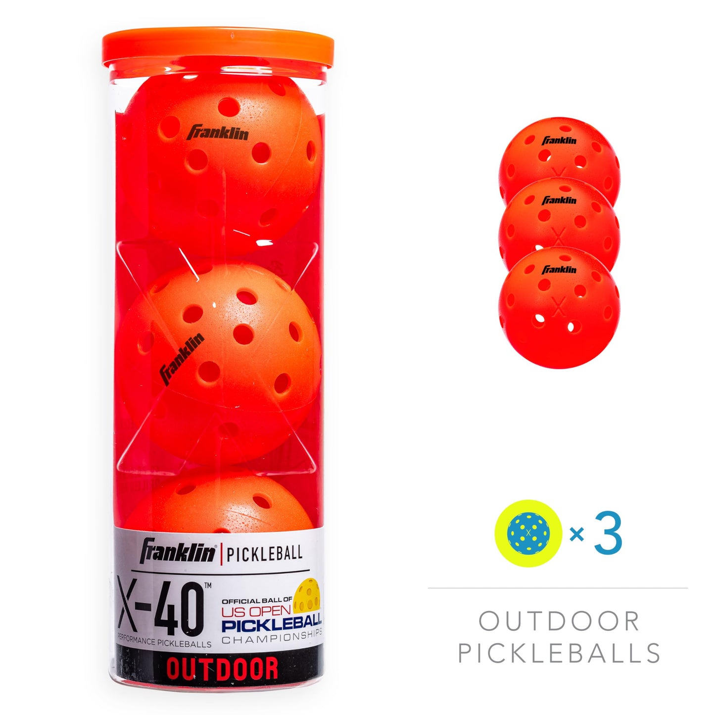 Franklin Sports X-40 Pickleballs - Official Ball of USA Pickleball, APP Tour, US Open - Suitable for Outdoor Courts - Regulation Size, Tournament Grade - Ember (Pack of 36)