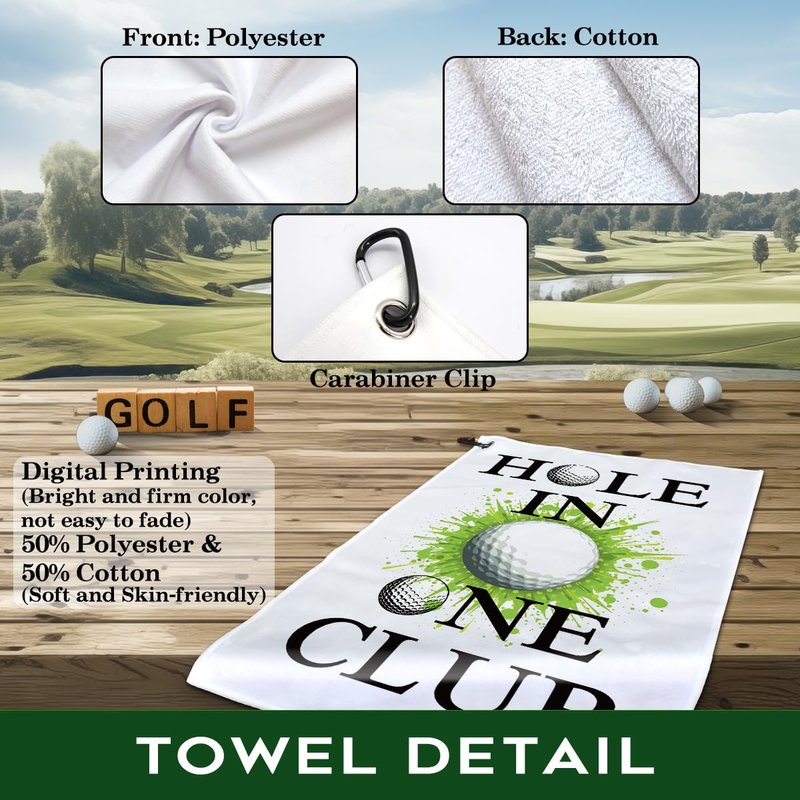 rofiowa Hole in One Club Polyester and Cotton Blend Printed Golf Towel, Funny Golf Accessories for Men Women, Golf Gift for Golf Fan Dad Mom, Golf Lover Father's Day Birthday Gift