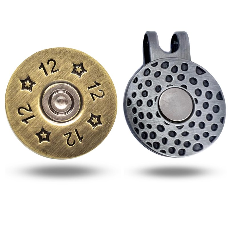 Full Metal Markers 12 Gauge Magnetic Metal Golf Ball Marker with Hat Clip for Men and Women - Unique Marker for Putting Green - Golf Accessories - 1 Ball Marker + 1 Hat Clip