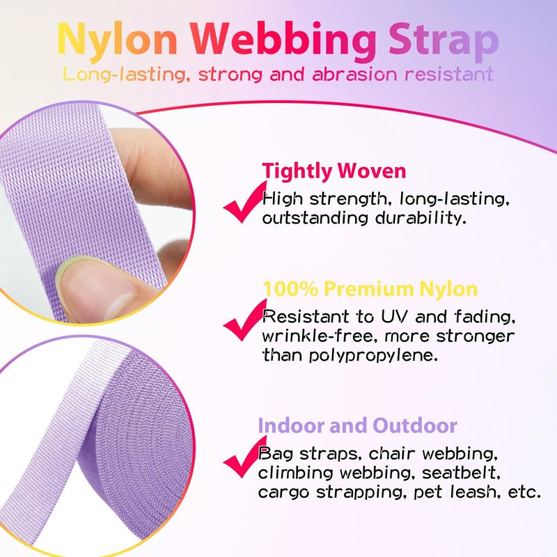 YOGHAVRS Nylon Webbing 1 inch 1.5 inch Lightweight Nylon Strap Flat Climbing Webbing for Indoor Outdoor Gear Crafting DIY Repairing Belt Camping Hiking Sports(Silver Gray, 1 inch x 50 Yards)