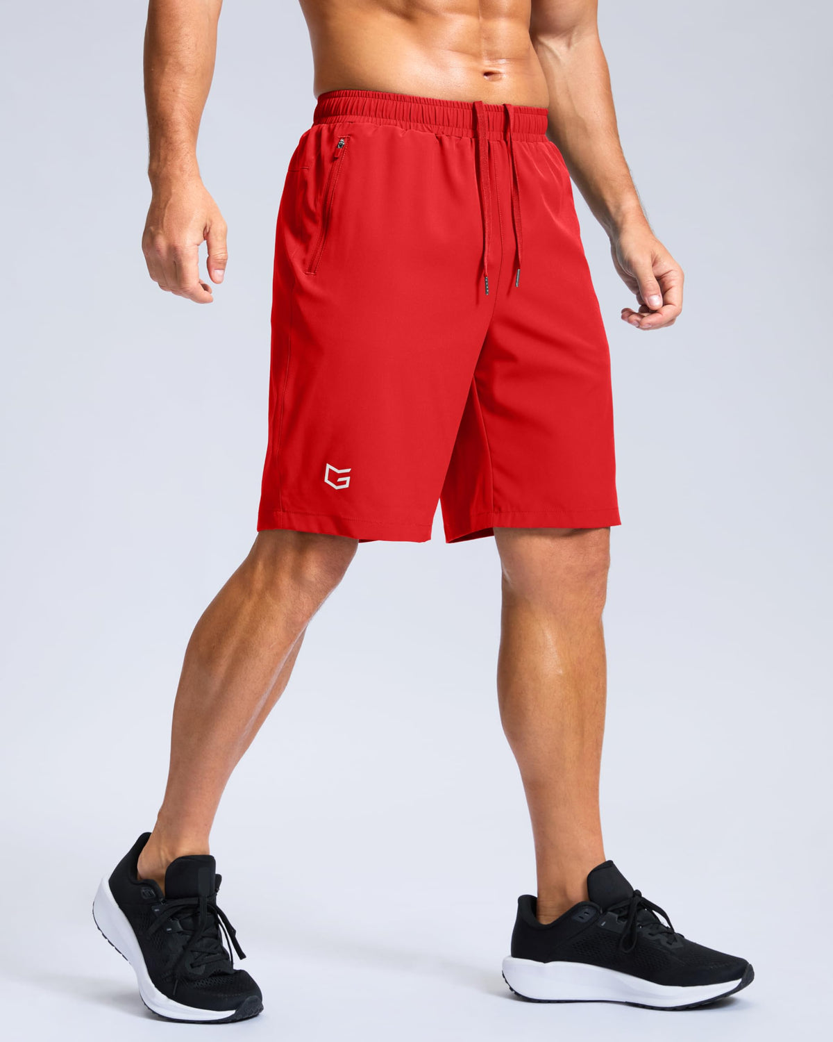 G Gradual Men's Athletic Running Shorts with Zipper Pockets Quick Dry 7"/ 5"/ 9" Workout Gym Shorts for Basketball Hiking(Deep Red,9M)