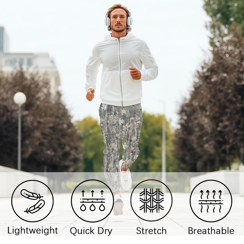 Mens Joggers,Mens Sweatpants With Pockets Sports Funny 3D Camouflage Leaves Printed Spring Lightweight Casual Sweat Pants,Traning Track With Drawstring For Soccer,Running,Workout,Cycling Etc-XL