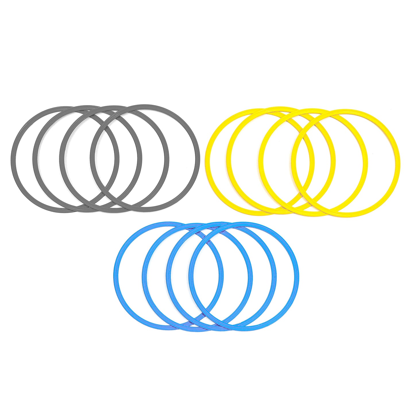 Speed & Agility Training Rings - Set of 12-16" Outer Diameter by Trademark Innovations (Yellow/Blue/Gray)