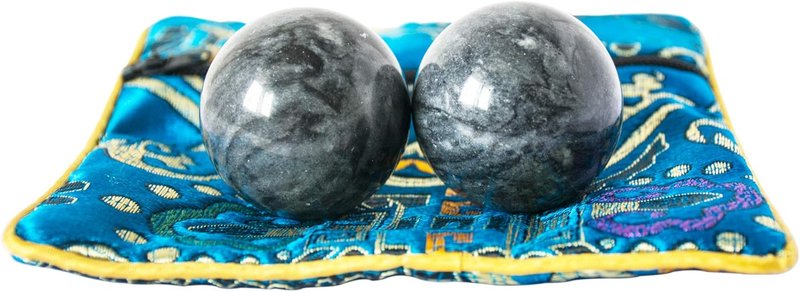 Baoding Balls - Dark Grey Stress Relief Exercise Balls | Natural Marble, 1.4" Diameter