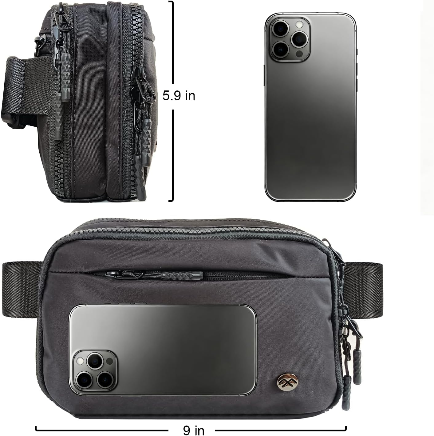 Security Carry Fanny Pack - Tactical Nylon Waist Pack with Two-Way Locking Zipper & 60" Adjustable Strap | Ideal for CCW, EDC, Travel & Outdoor Use