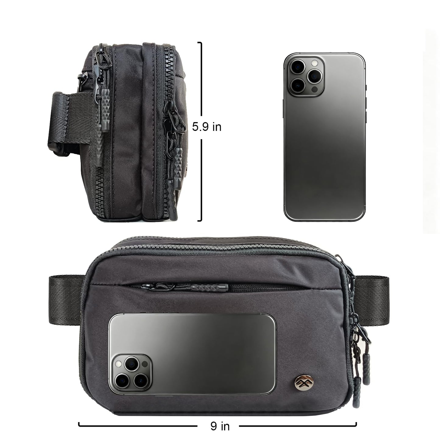 Security Carry Fanny Pack | Two-Way Locking Zipper & 60" Adjustable Strap (Plus Size to 60") | Tactical Nylon Waist Pack | Crossbody Bag for CCW, EDC, Travel, Work & Outdoor