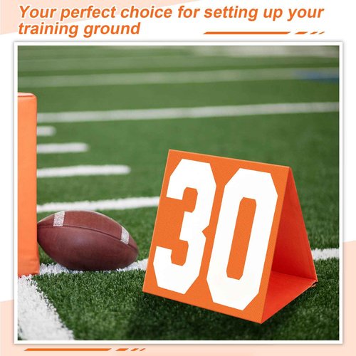 Liliful Set of 11 Football Yard Markers High Visibility Football Field Yard Line Markers 12.5 Inch Portable Weighted Yardage Marking with Carrying Bag for Sports Game Training