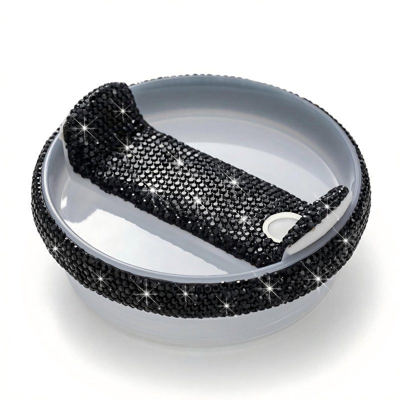 40oz Tumbler Lid Replacement for Stanley Cup Bling Replacement Tumbler Lids Compatible with Stanley Quencher 2.0 Cup Top Covers Accessories for Women（Black）