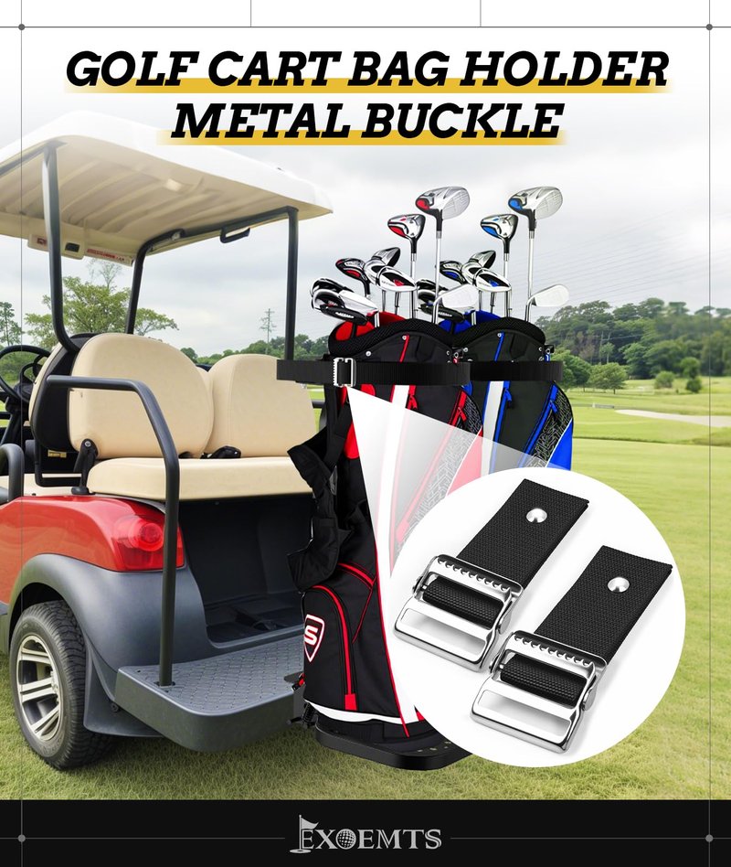 EXOEMTS Universal Golf Bag Strap Buckle, 2 PCS Adjustable Heavy Duty Bag Holder Replacement, Easy to Adjust, Drilling Required, Quick Release Replacement for EZGO, Yamaha, Club Car Golf Carts