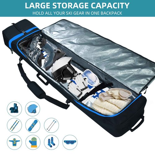 AUMTISC Padded Snowboard Bag for Air Travel, Snow Board Travel Bags Case for Flying, Ski Storage Bags for Boots and Equipment, Adjustable Length in 156cm - 181cm