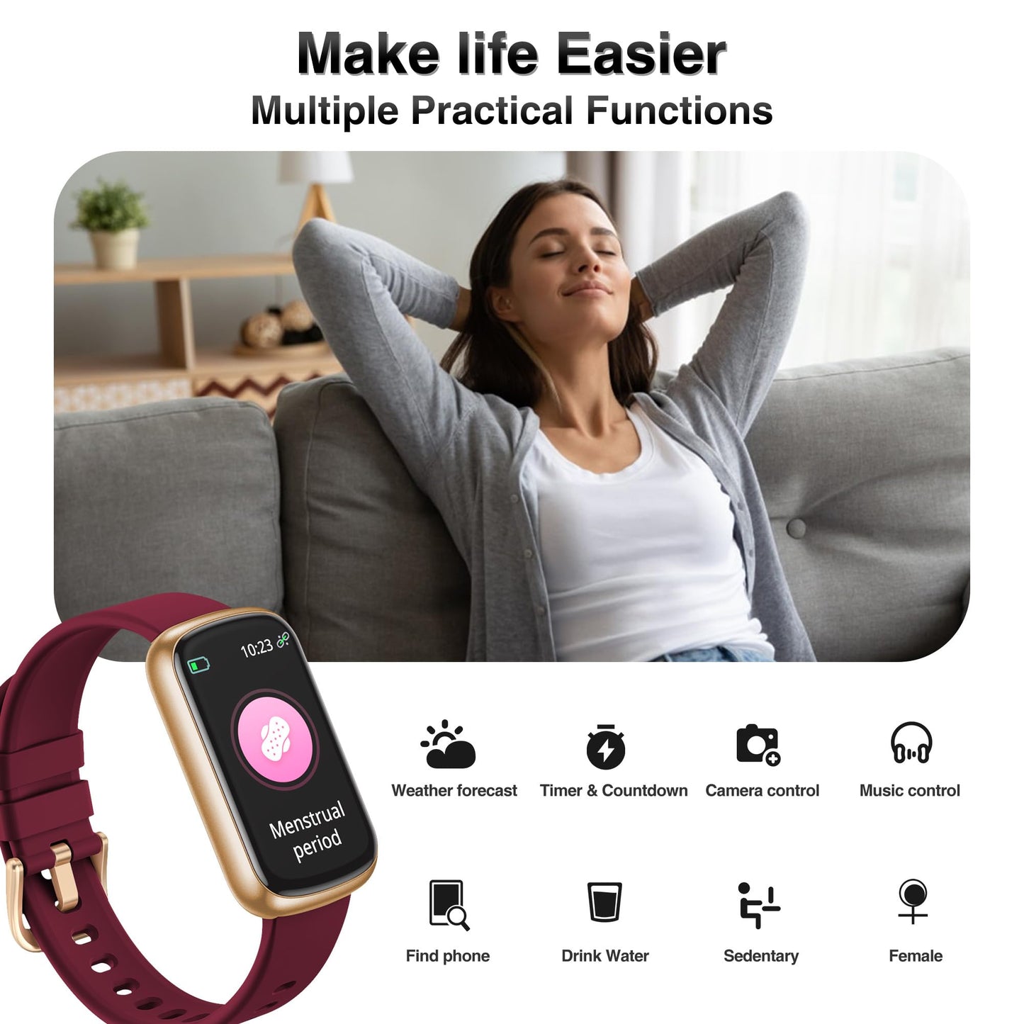 Health Fitness Tracker, Smart Watch with 24/7 Heart Rate Blood Pressure Blood Oxygen Monitor, Sleep Tracker, Calories & Step Tracker, IP68 Waterproof Activity Trackers for Android&iPhone Women Men