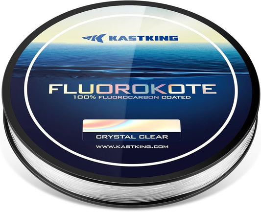 KastKing Fluorocarbon Fishing Line - 100% Fluorokote, Shock Resistant, High Abrasion Resistance | Extreme Clarity, Fast Sinking