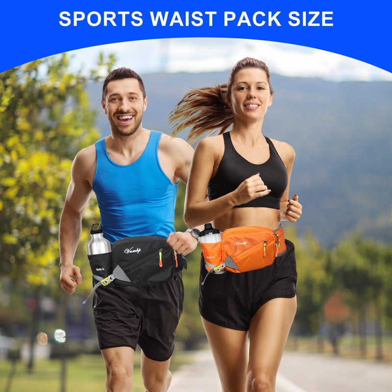 Waist Pack with Water Bottle Holder for Men and Women for Running Climbing Hiking Fitness Cycling and Other Outdoor Sports Black