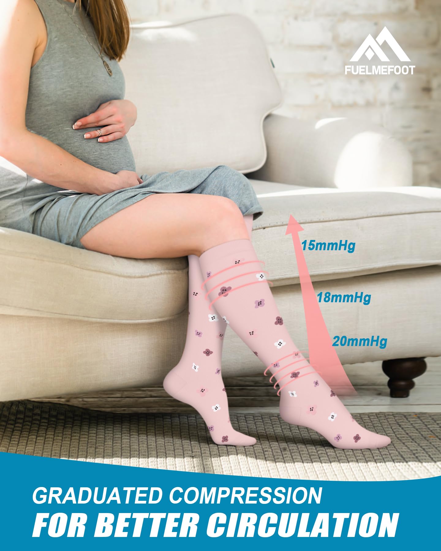 6 Pairs Compression Socks for Women & Men 15-20mmHg Graduated Support Knee High Socks for Nurses, Travel, Athletic