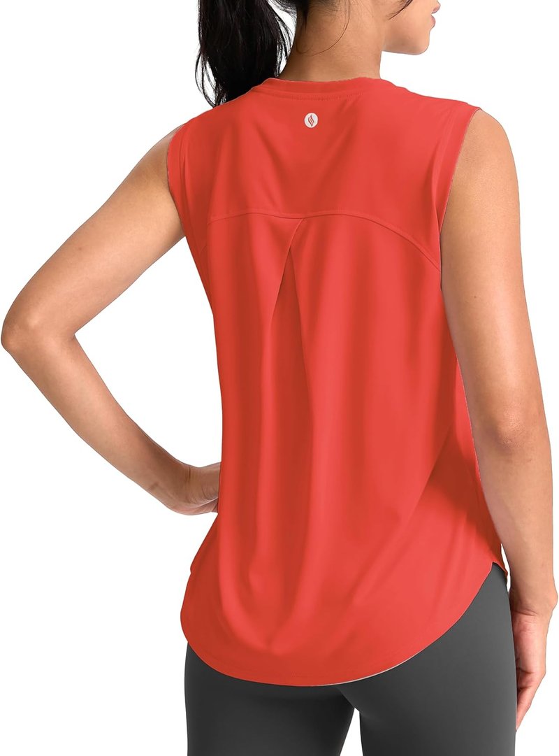 SANTINY Women's Sleeveless Workout Tops - Breathable Lightweight Yoga & Tennis Tank Shirts | Athletic Running Wear