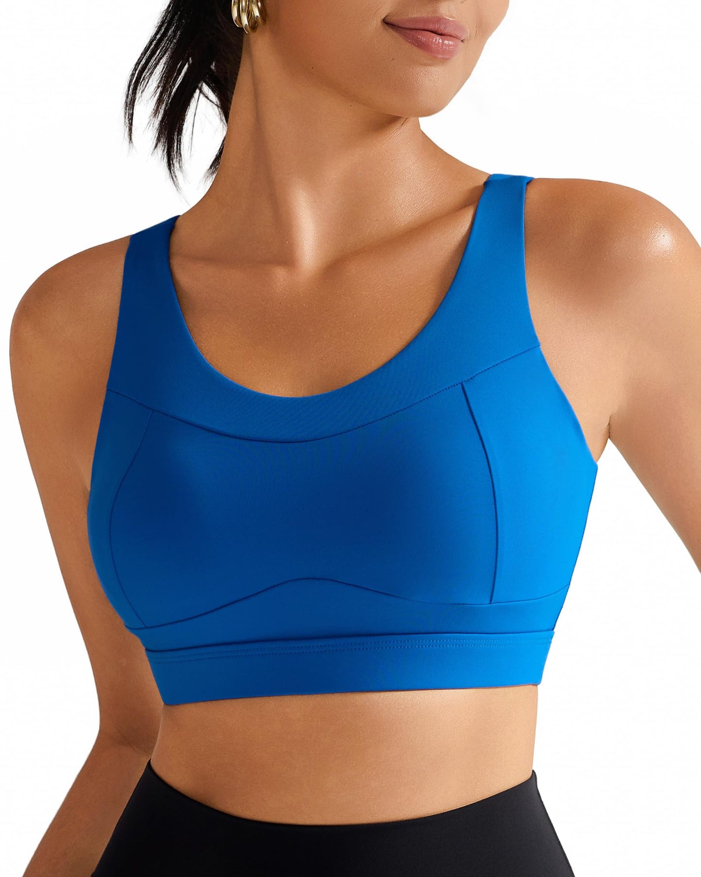 RUNNING GIRL High Impact Sports Bras for Women,Racerback Running Bra Workout Crop Tank Tops Longline Sports Bra Push up(WX2667 Cerulean Blue XL)