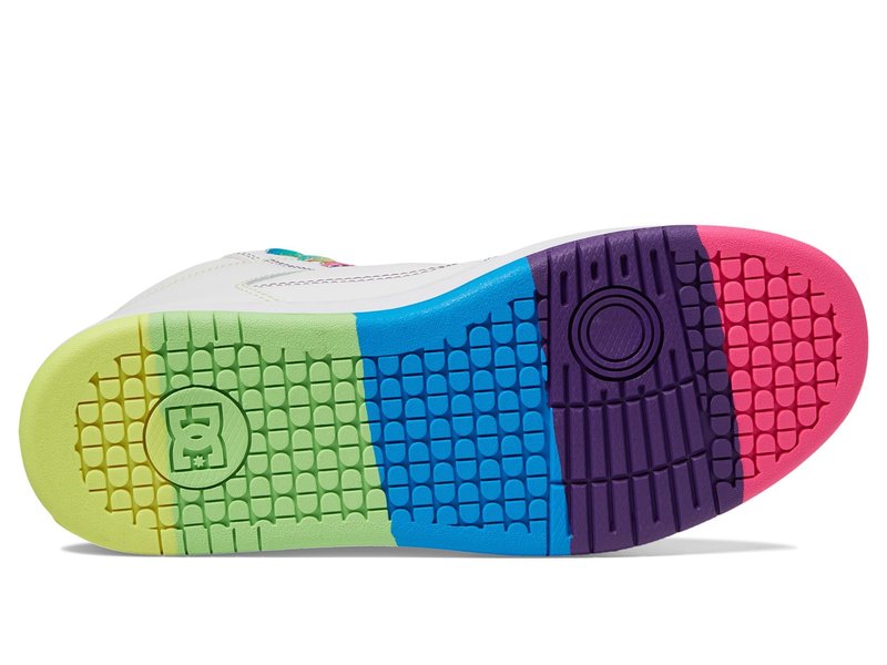 DC Women's Manteca 4 Hi Skate Shoe White/Rainbow 5