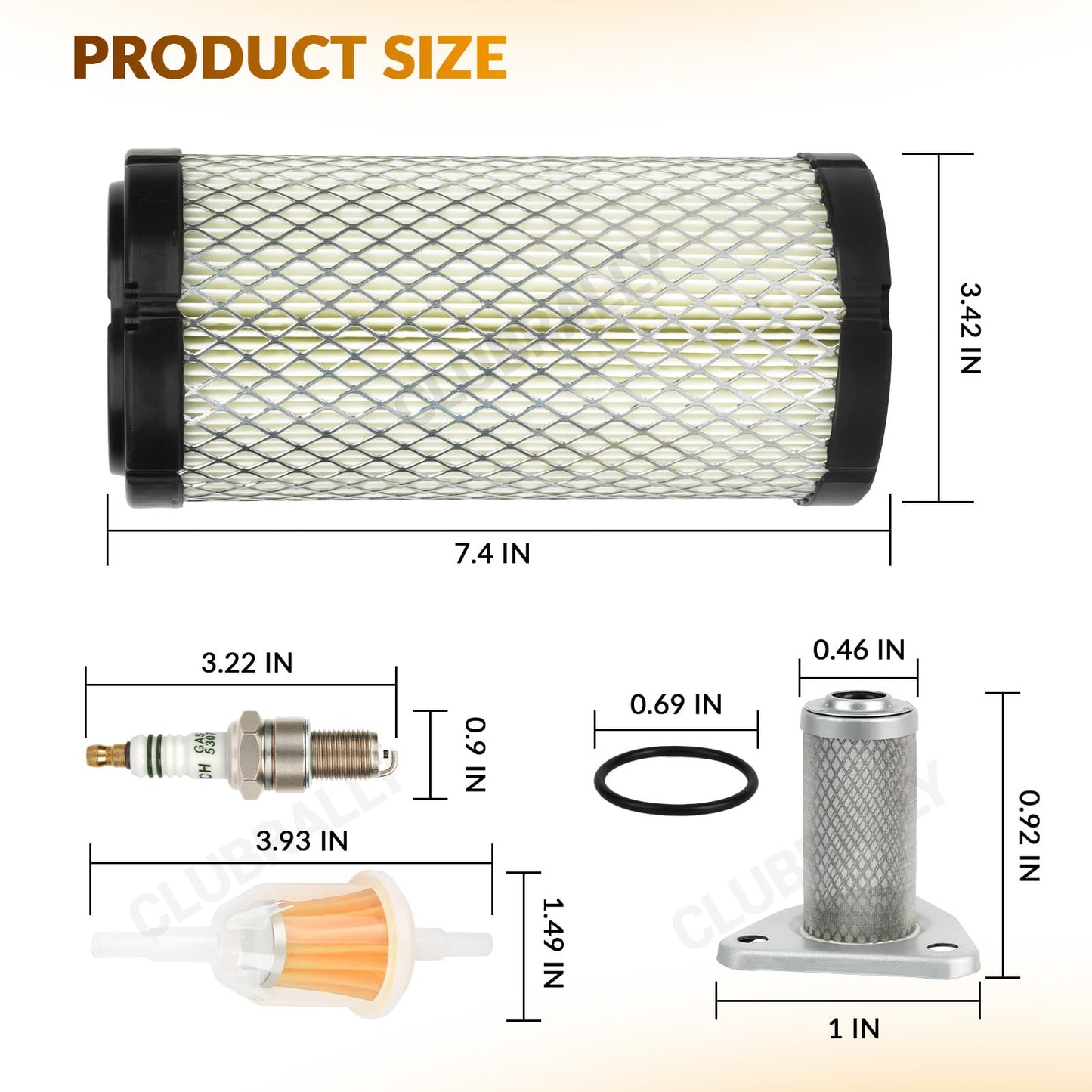 CLUBRALLY Golf Cart Tune Up Kit with Oil Filter Spark Plug for EZGO TXT/ST 350 Gas 1996-Up