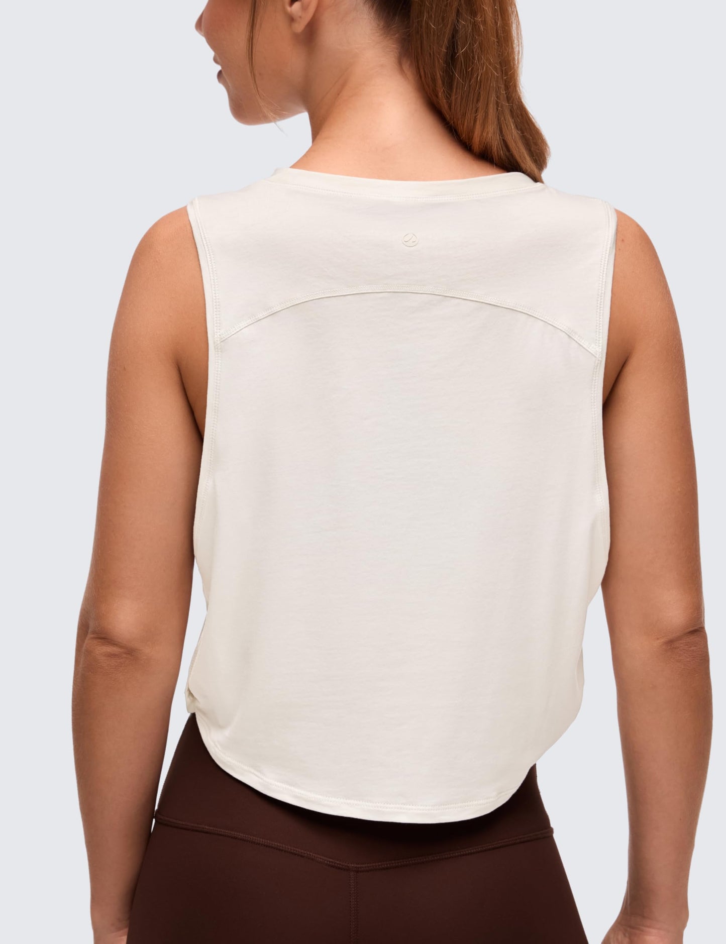 CRZ YOGA Pima Cotton Large Armhole Tank Tops for Women - Workout Sport Athletic Yoga Running Gym Loose Crop Sleeveless Shirts Milky White (Bone) Large