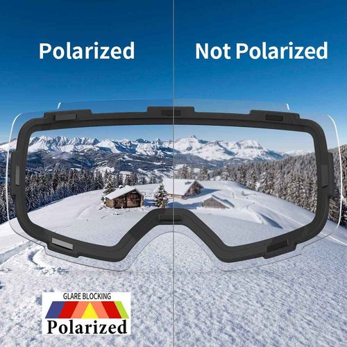 COPOZZ Polarized Ski Goggles Set, M1 Magnetic Snowboard OTG UV400 Skiing Goggles … (Red Lens Red Frame VLT-16.1%)