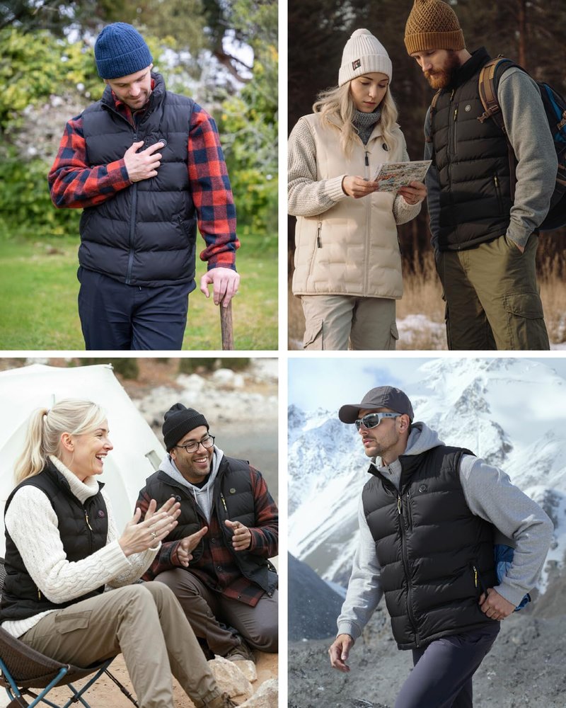 InoKraft Men Heated Vest with Battery Pack, Lightweight Quilted Vest (Charger Cable Included), Black, XL