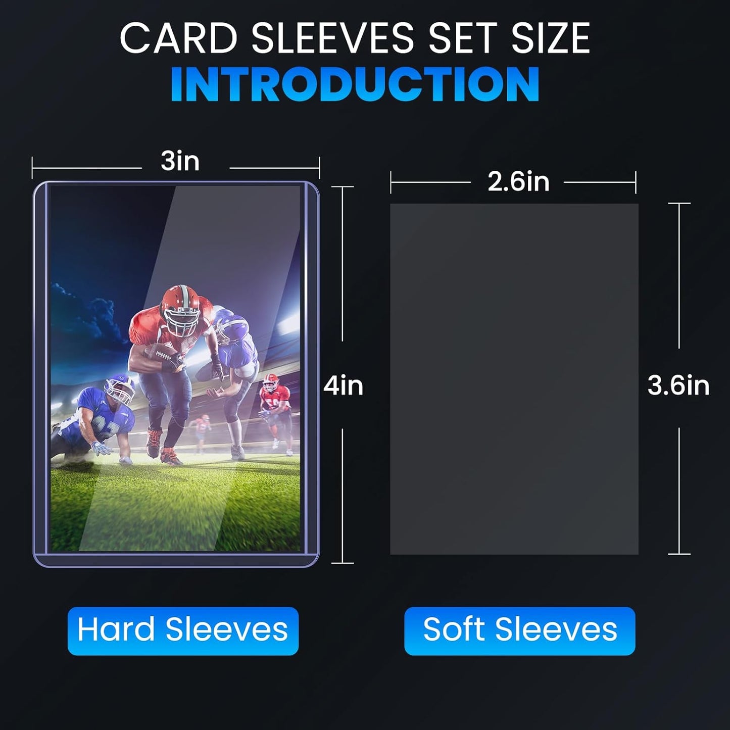Top Loaders for Cards - 200 Hard Plastic Sleeves for Baseball & Football | 3" x 4" Trading Card Protectors