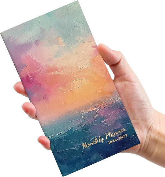 Pocket Calendar 2026-2027 - Two-Year Monthly Planner for Purse | Compact Size (6.5" x 3.5") - Sunset