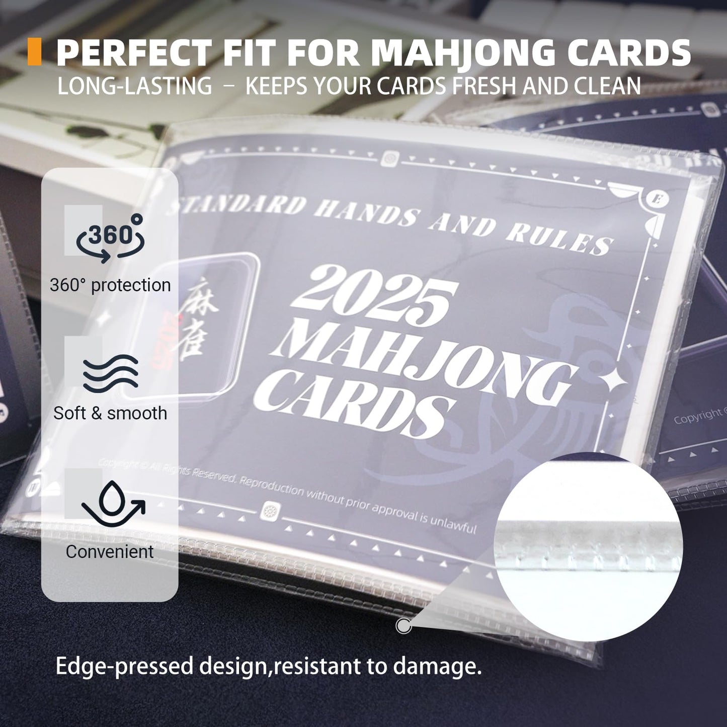 2025-2026 Mah Jong Card Sleeve Holder, Fit Large Print Size(6 1/8”x4 3/4”), Durable Protective Cover Holder, Mah Jong Card Protector Set (Frosted-4Pack)