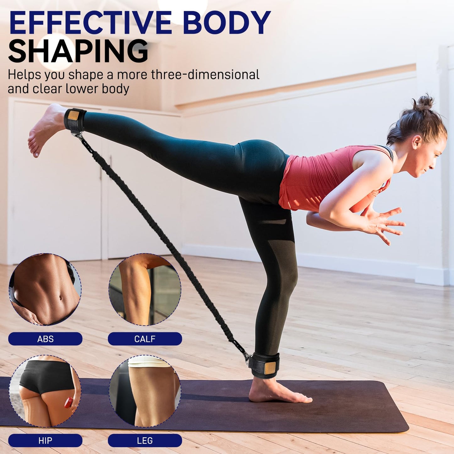 Ankle Resistance Bands with Cuffs Leg Strength Bands for Women Glutes Hip Building Exercise Bands for Working Out Fitness Yoga Martial Arts Ankle Straps for Butt Lift Exercise Equipment (Purple-50lb)