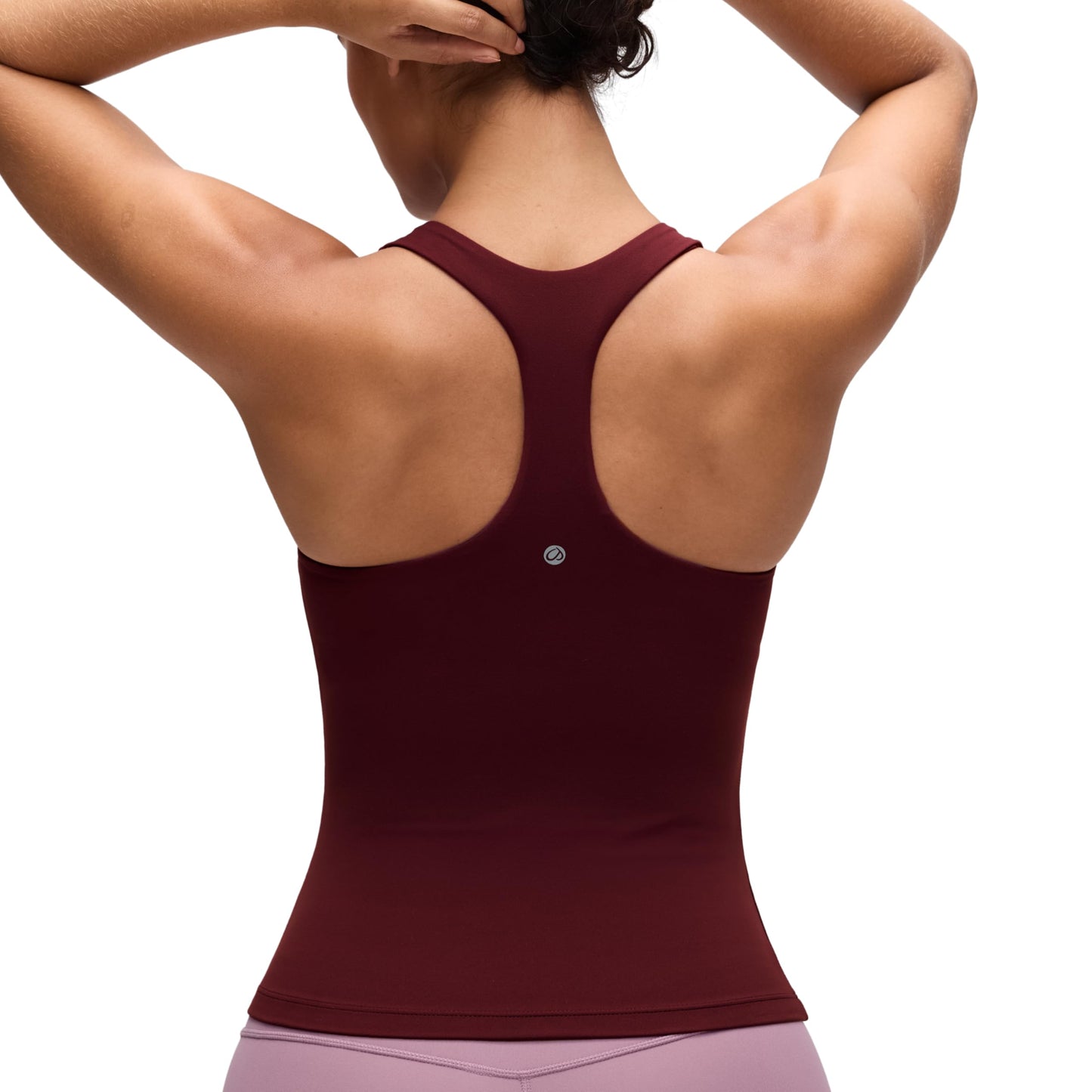 CRZ YOGA Butterluxe Workout Racerback Tank Tops for Women - Padded Athletic Spandex Yoga Shirts with Built in Bra Red Merlot X-Large