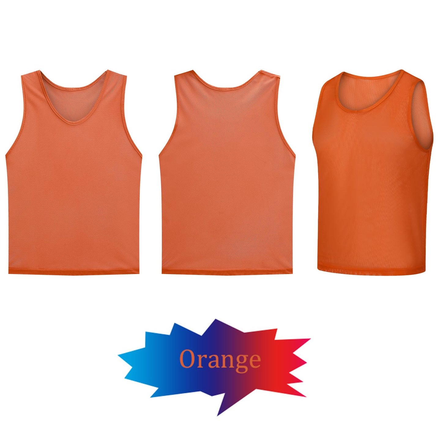 STLTYYP Sports Jerseys Mesh Pinnies Scrimmage Team Practice Vest for Kid for Teens and Adult (12 Jerseys)(L, orange)