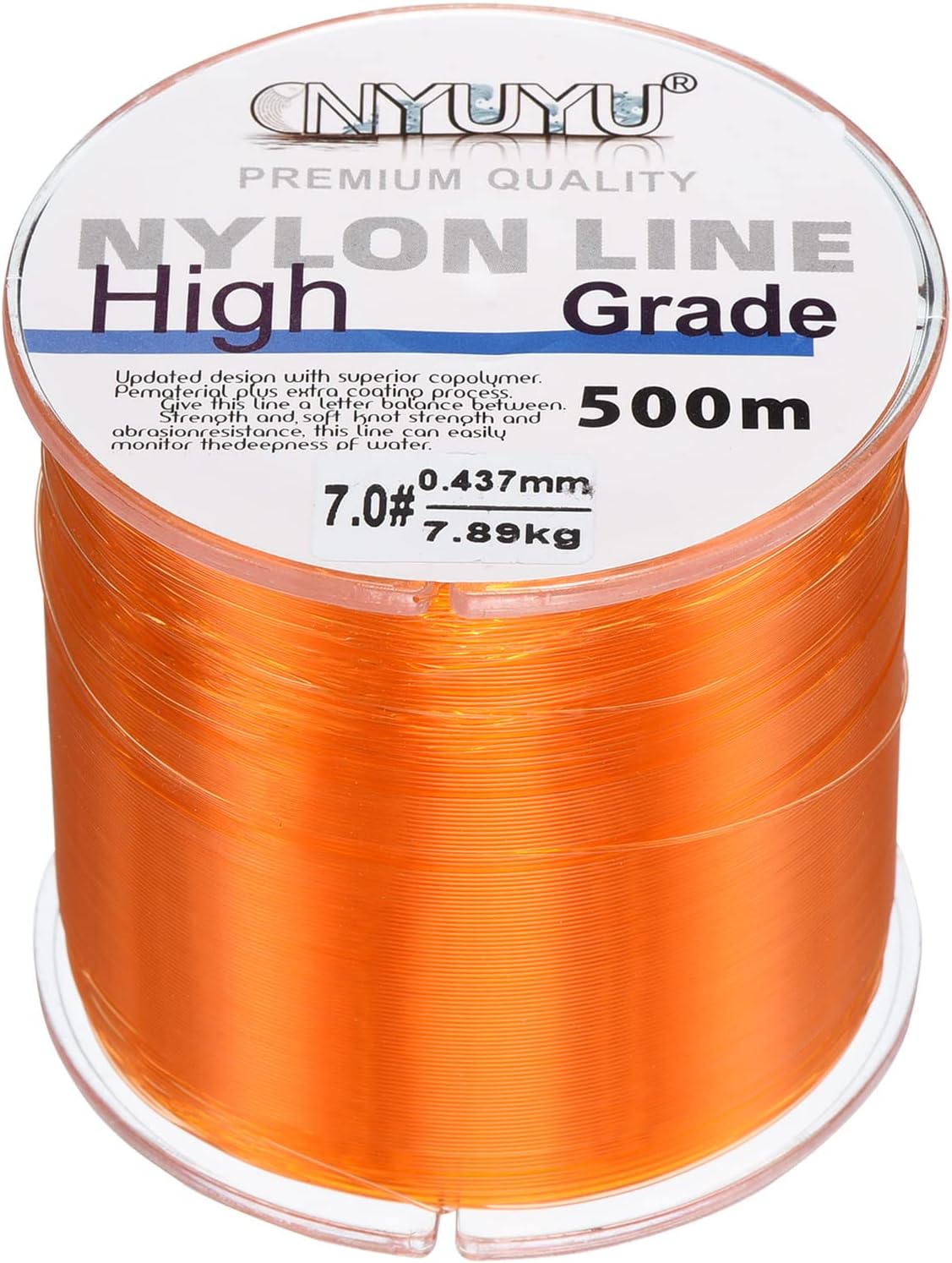 Nylon Fishing Line - 17Lb Monofilament String Wire | Fluorocarbon Coated, 547 Yards, Orange for DIY Crafts
