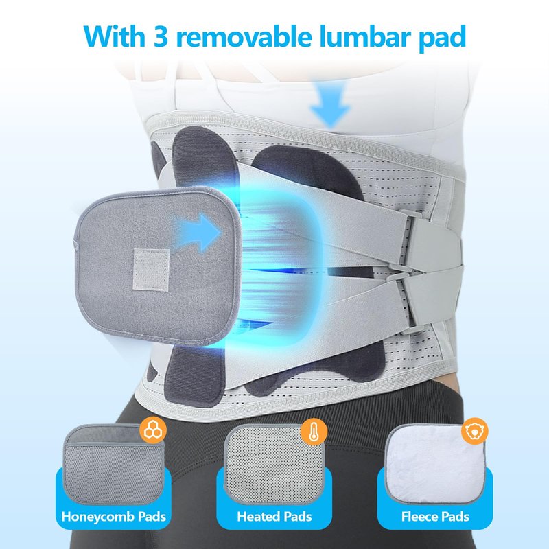BLACKYEW Lower Back Brace for Women and Men - Adjustable Lumbar Back Brace, Full Support Lumbar Brace, Ergonomic Design & Soft Breathable 3D Knit Material, for Sciatica Scoliosis Posture, Ideal for Work Lifting (M)