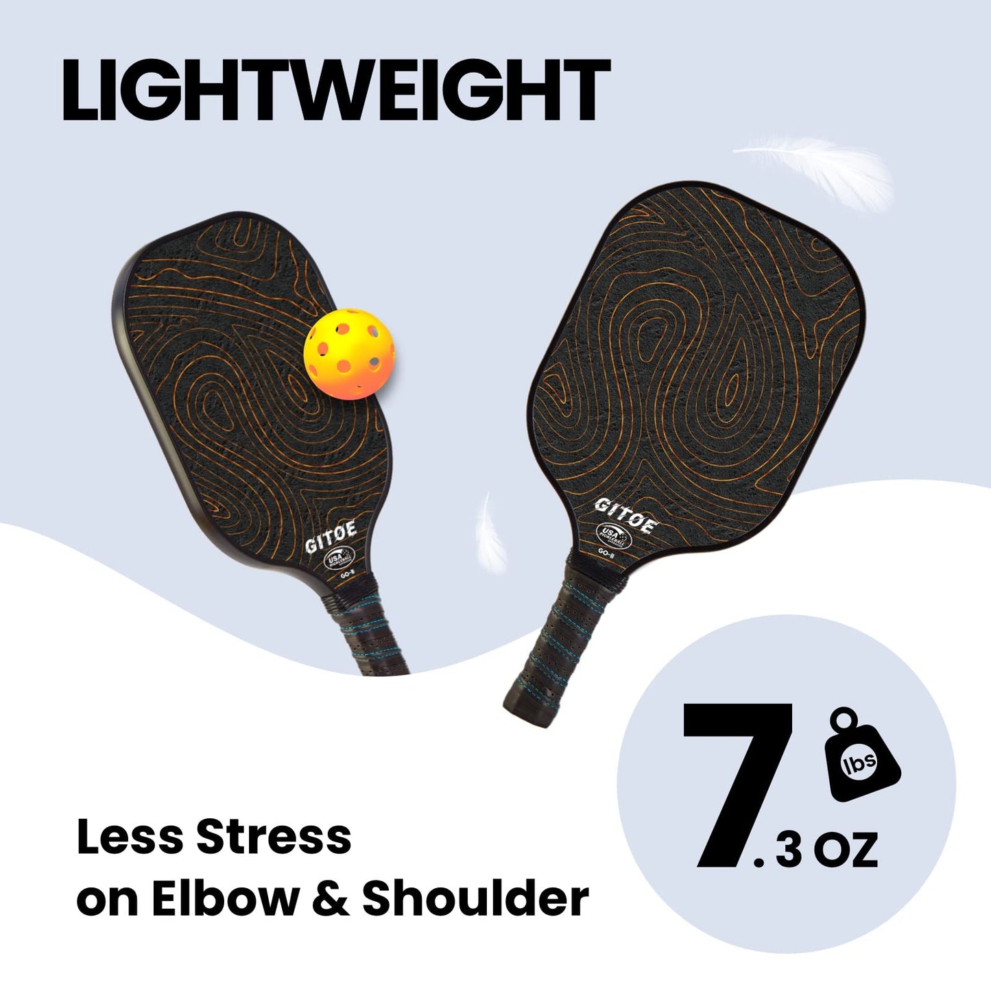 GITOE Pickleball Paddle, Lightweight Carbon Fiber, USAPA Approved Pickle Ball Single Racket, Polypropylene Honeycomb Core, Comfortable Grip and Paddle Cover, Pickleball Paddles Set Gift for All Ages